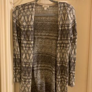 Patterned Gray Sweater Cardigan, petite small.